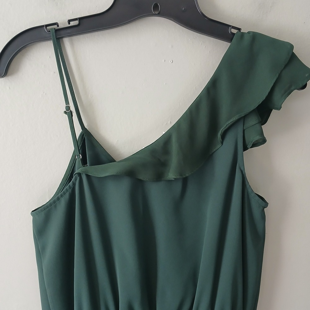 Parker Women's Size 0 Asymmetrical Jumpsuit Ruffle Sleeve Ankle Length Green - Picture 13 of 16